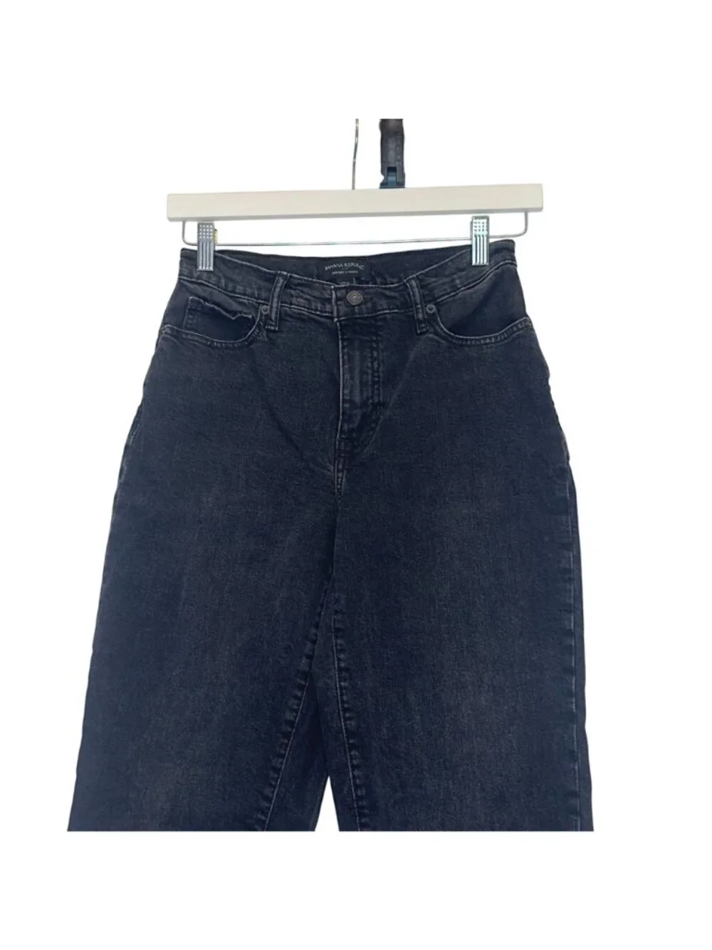 Banana Republic Jeans Womens 27/4 Black High Rise Straight Stretch Denim